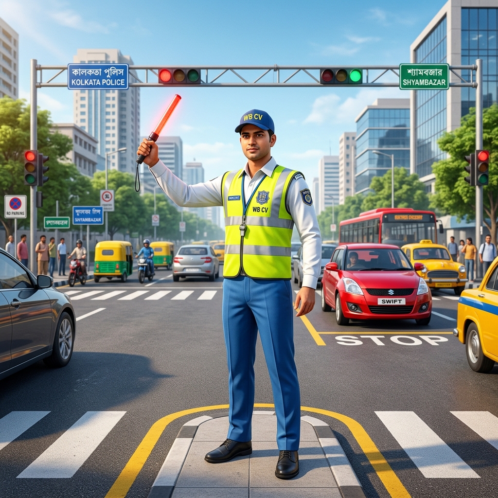 West Bengal Civic Volunteer Traffic Duty White Uniform